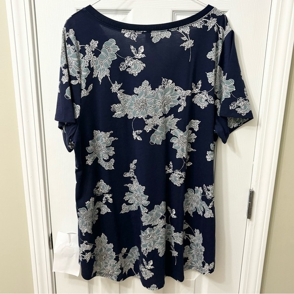 ➕ LuLaRoe Floral Print Christy T V Neck Short Sleeve Top Womens Plus Size 2X - Picture 8 of 8